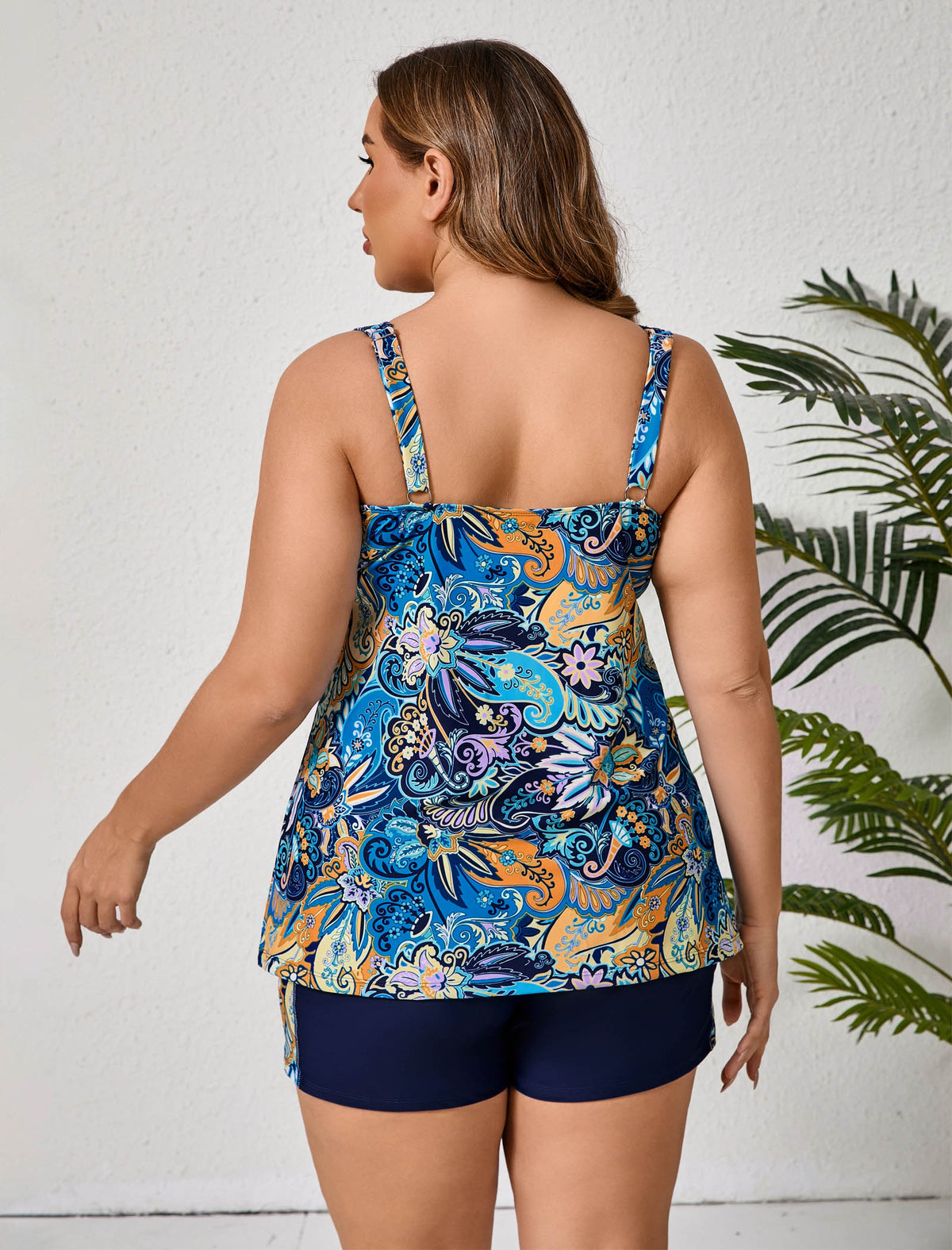 Gentle Breeze Plus Size Two Piece Tankini Sets with Pockets
