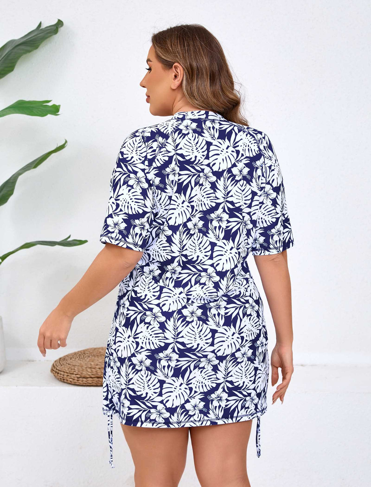 Blissful Shore Plus Size Adjustable Drawstring Rash Guard Shirts