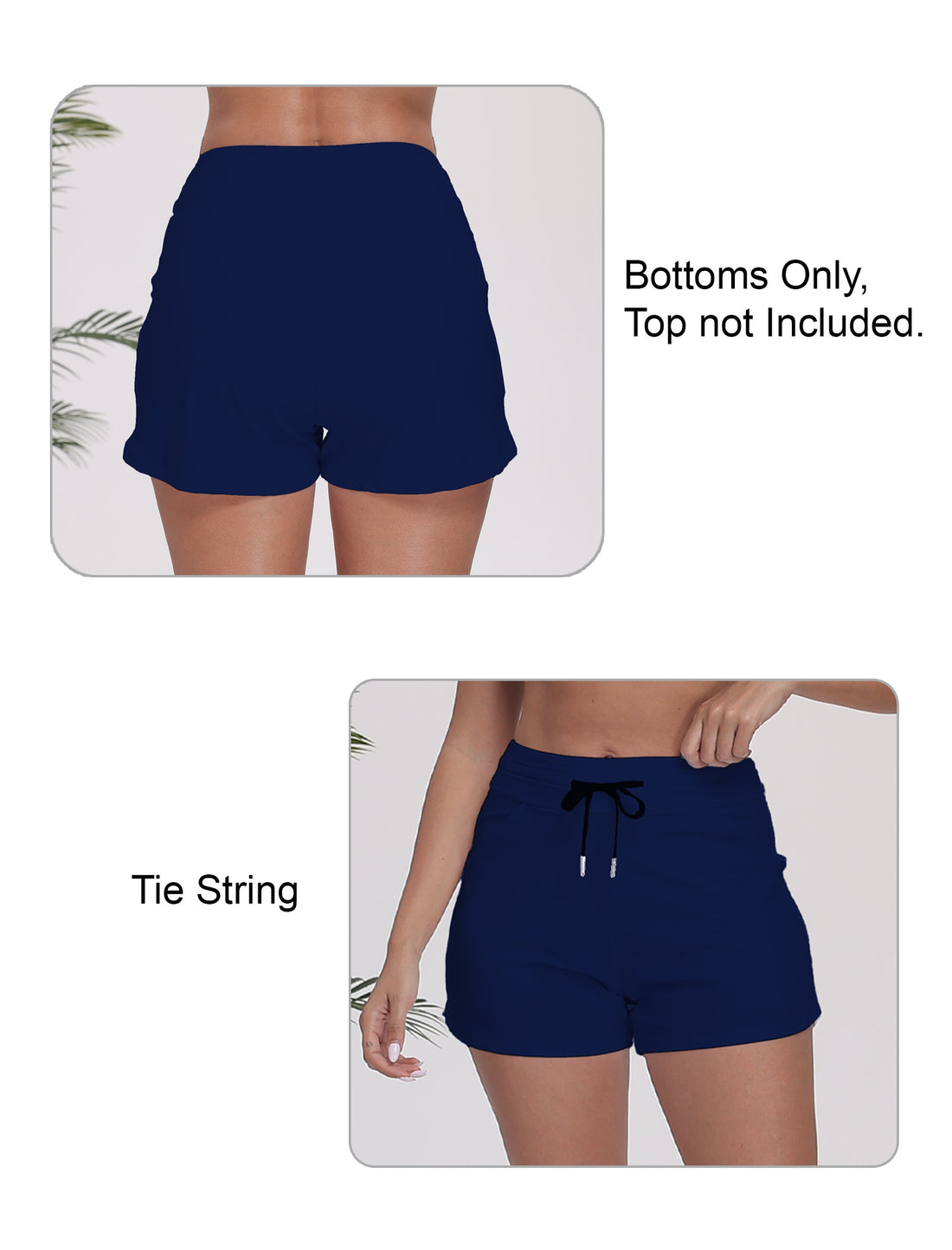 Beach Companion High Waisted Swim Board Shorts with Side Pockets