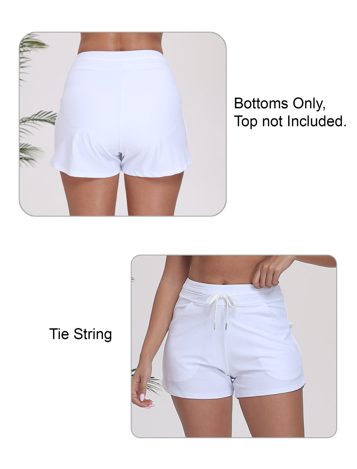 Beach Companion High Waisted Swim Board Shorts with Side Pockets