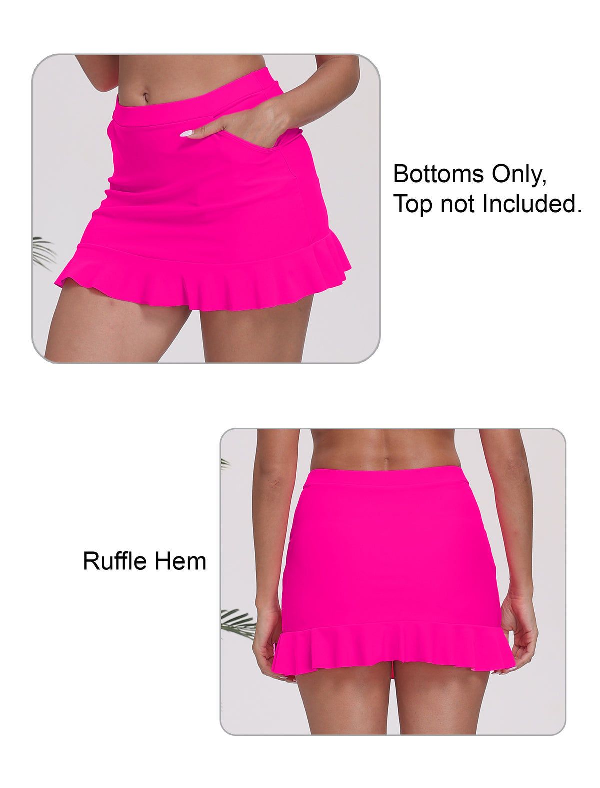 All-Day Magic High Waisted Swim Skirts Built in Briefs with Pockets