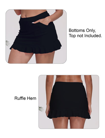 All-Day Magic High Waisted Swim Skirts Built in Briefs with Pockets