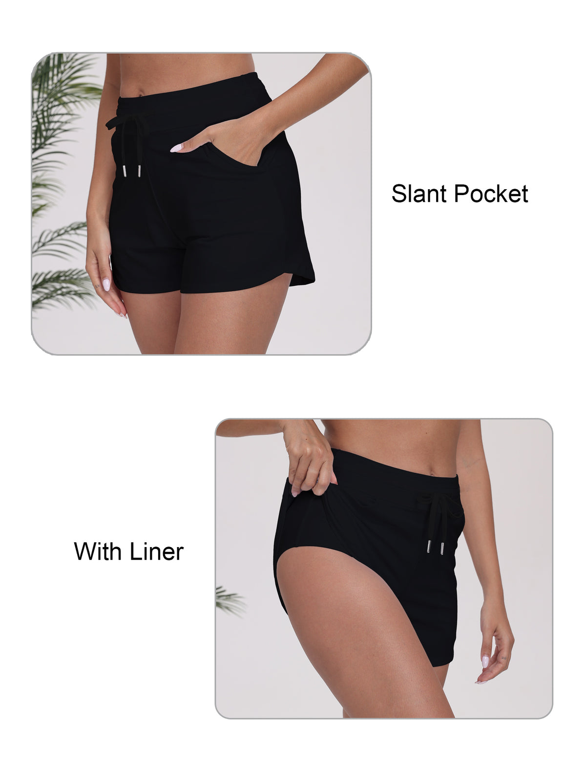 Beach Companion High Waisted Swim Board Shorts with Side Pockets