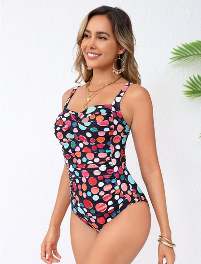 Vintage Twist Front One Piece Swimsuit Ruched Tummy Control