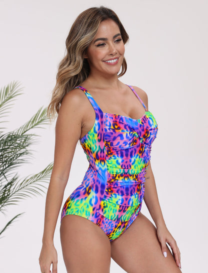 Vintage Twist Front One Piece Swimsuit Ruched Tummy Control