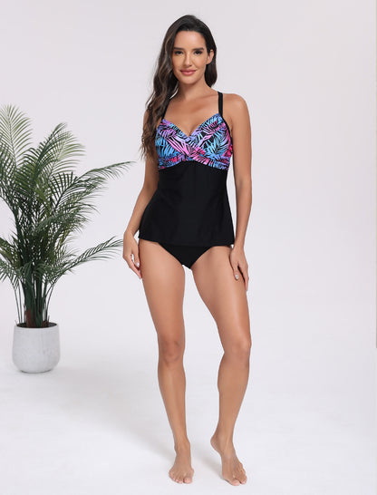 Effortless Edge Twist Front Tankini Swimsuit Top Push Up