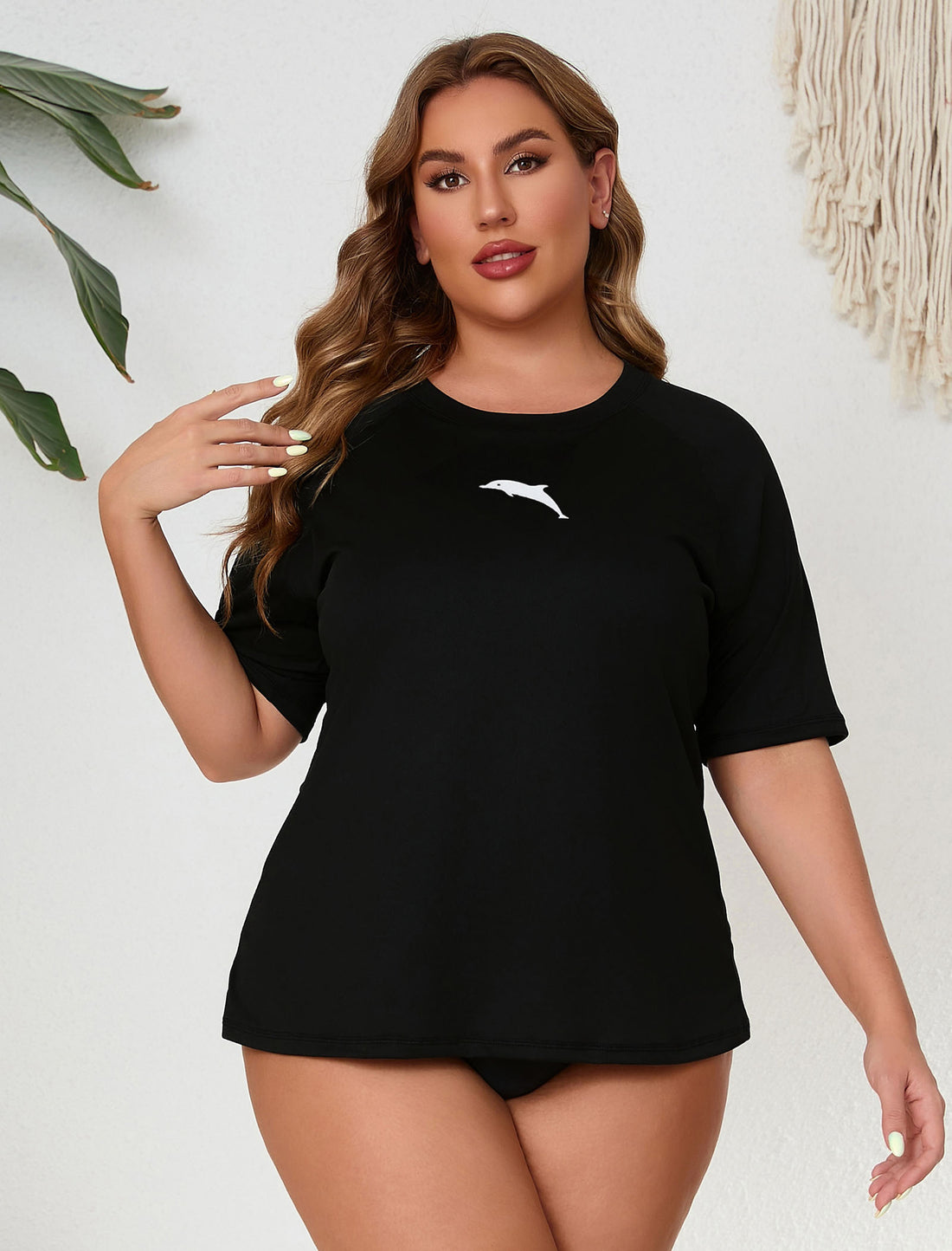 Halcurt Damen Plus Size Kurzarm-Rashguard-Schwimmshirt Top