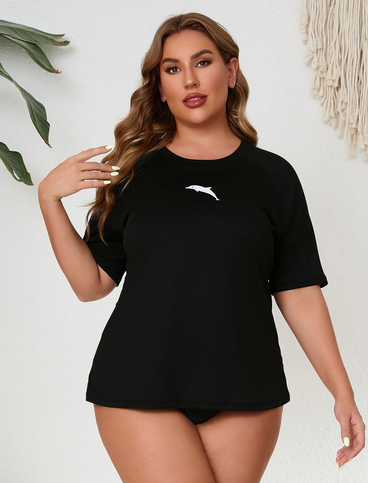 Halcurt Damen Plus Size Kurzarm-Rashguard-Schwimmshirt Top