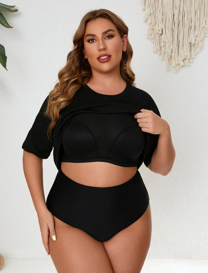 Halcurt Damen Plus Size Kurzarm-Rashguard-Schwimmshirt Top
