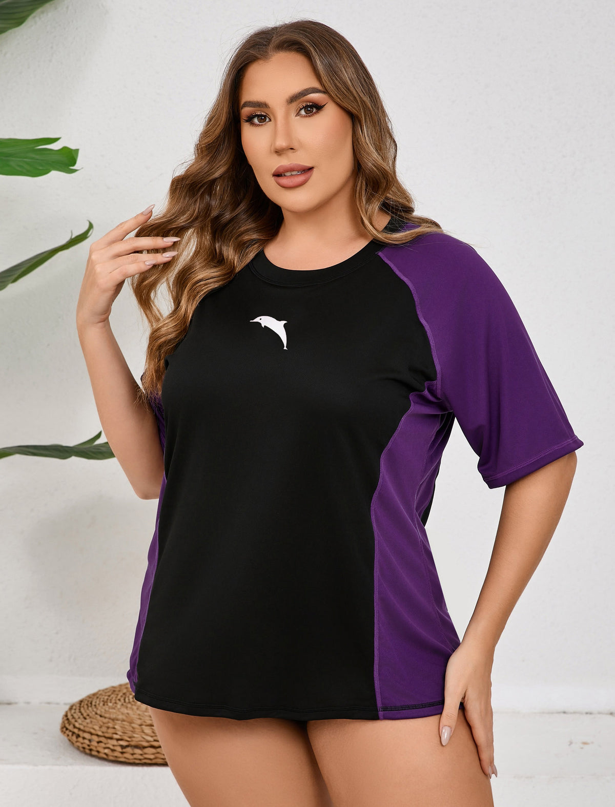 Golden Surf Light Weight Plus Size Rash Guard Shirts with Built in Bra