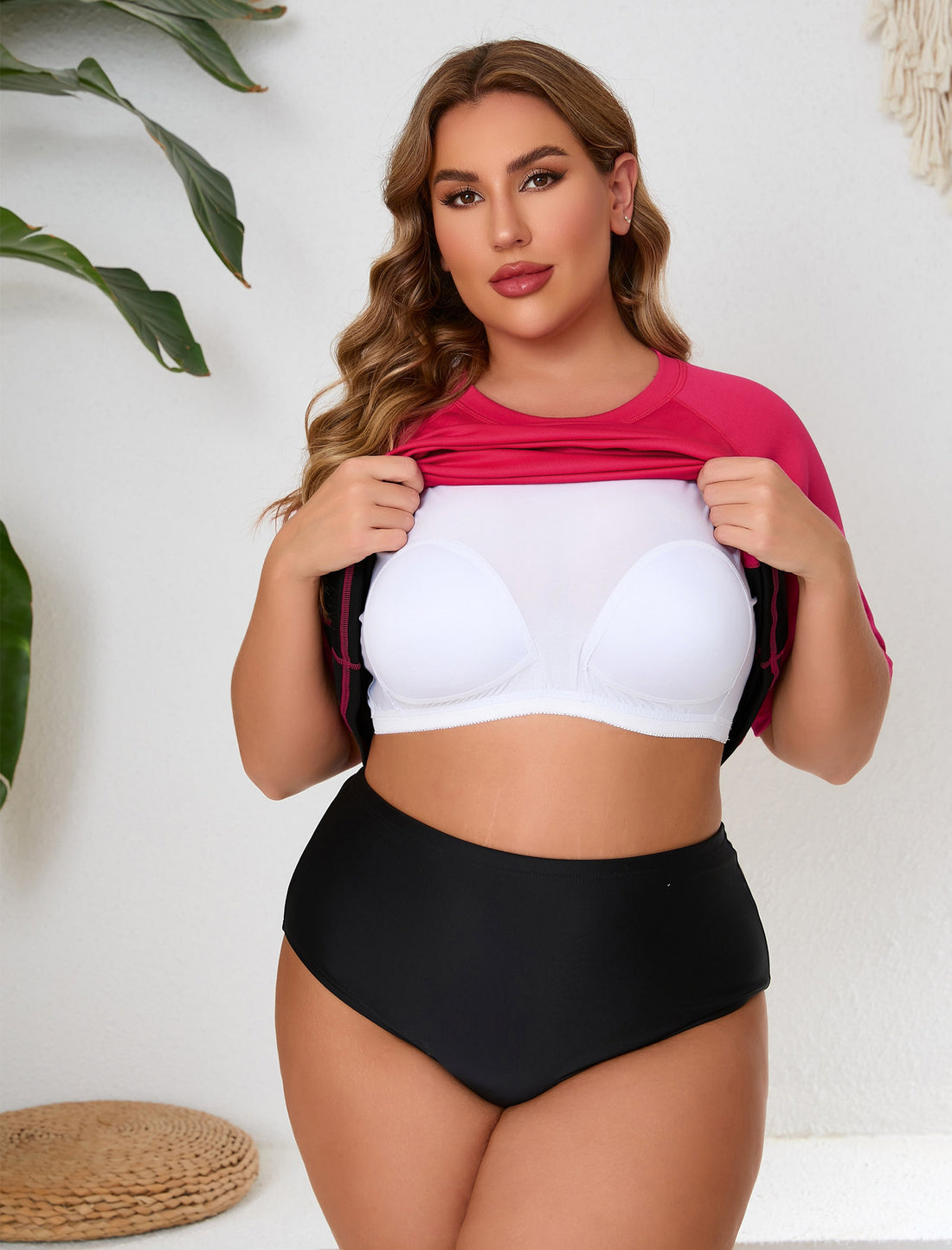 Halcurt Damen Plus Size Kurzarm-Rashguard-Schwimmshirt Top
