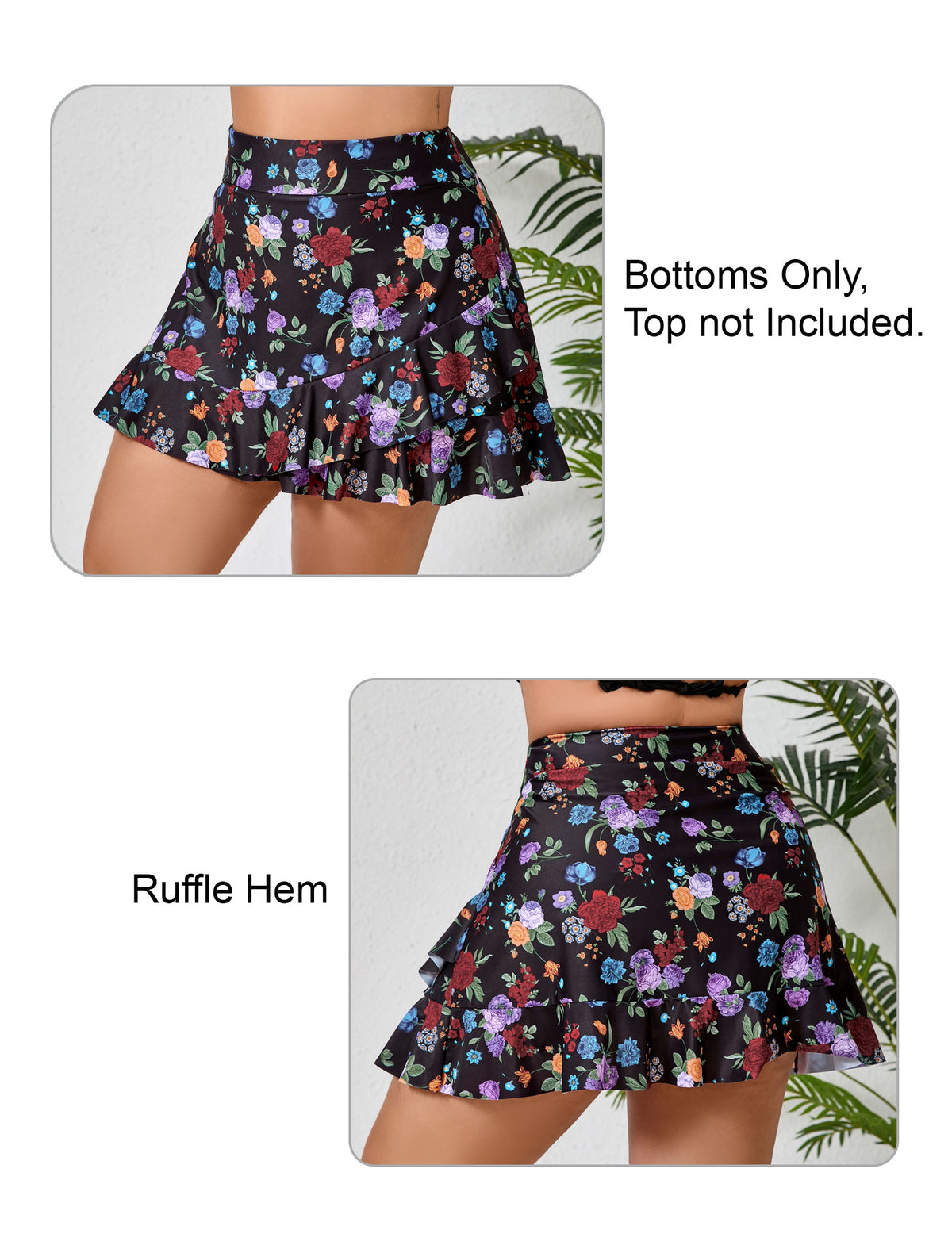 Lagoon Haze Plus Size High Waisted Ruffle Swim Skirts Built in Breifs