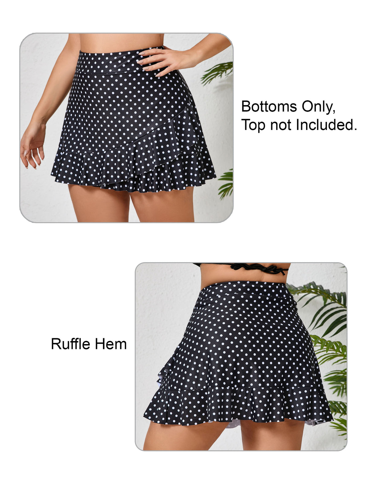 Lagoon Haze Plus Size High Waisted Ruffle Swim Skirts Built in Breifs
