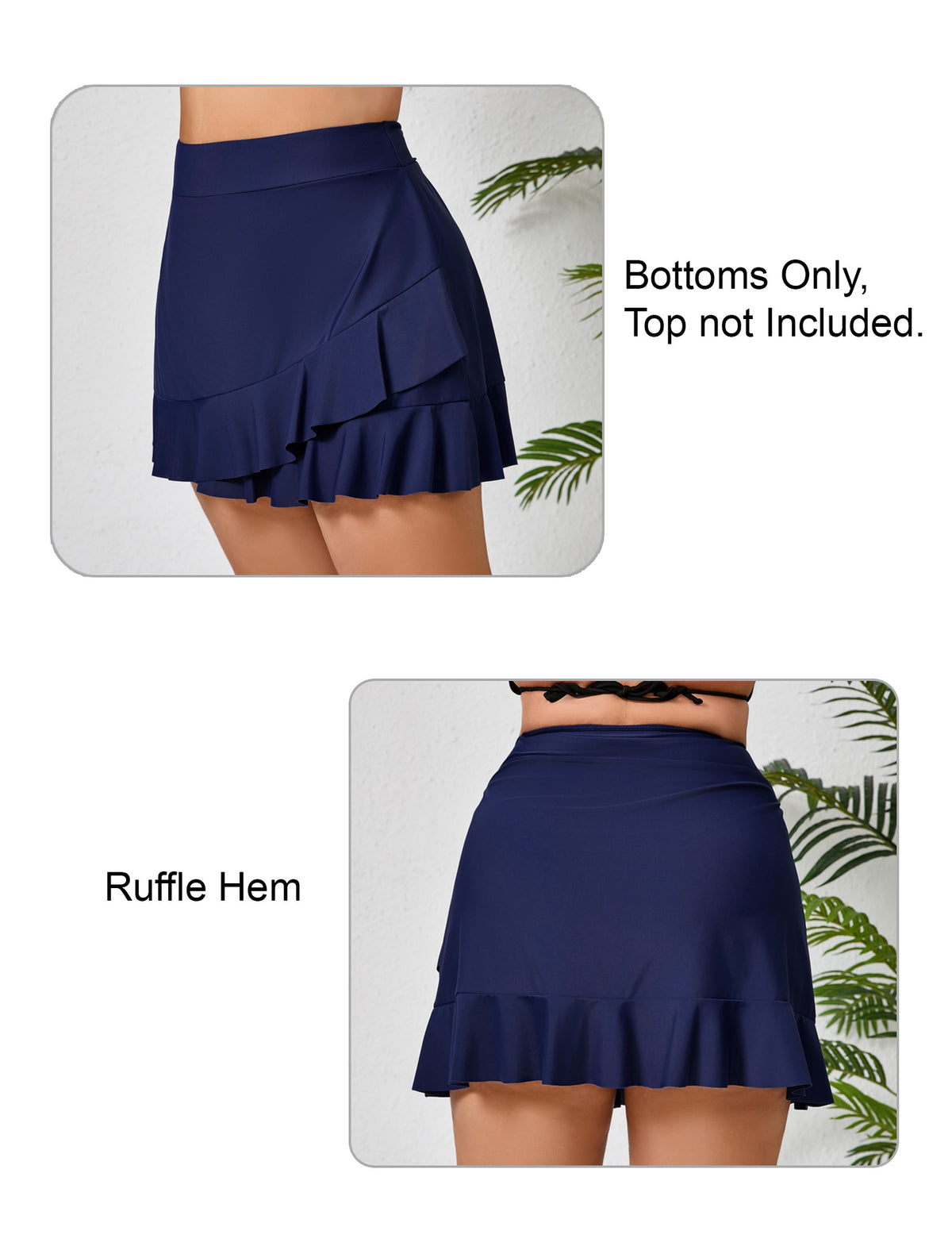Lagoon Haze Plus Size High Waisted Ruffle Swim Skirts Built in Breifs