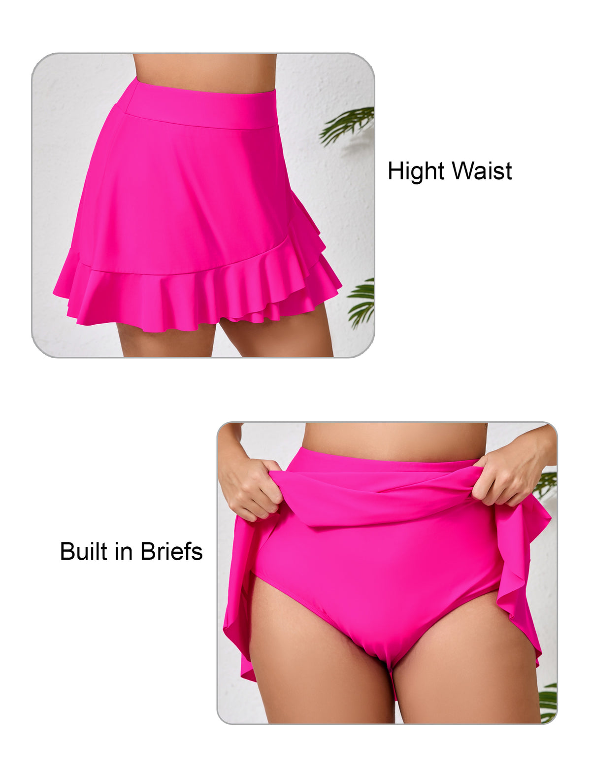 Lagoon Haze Plus Size High Waisted Ruffle Swim Skirts Built in Breifs