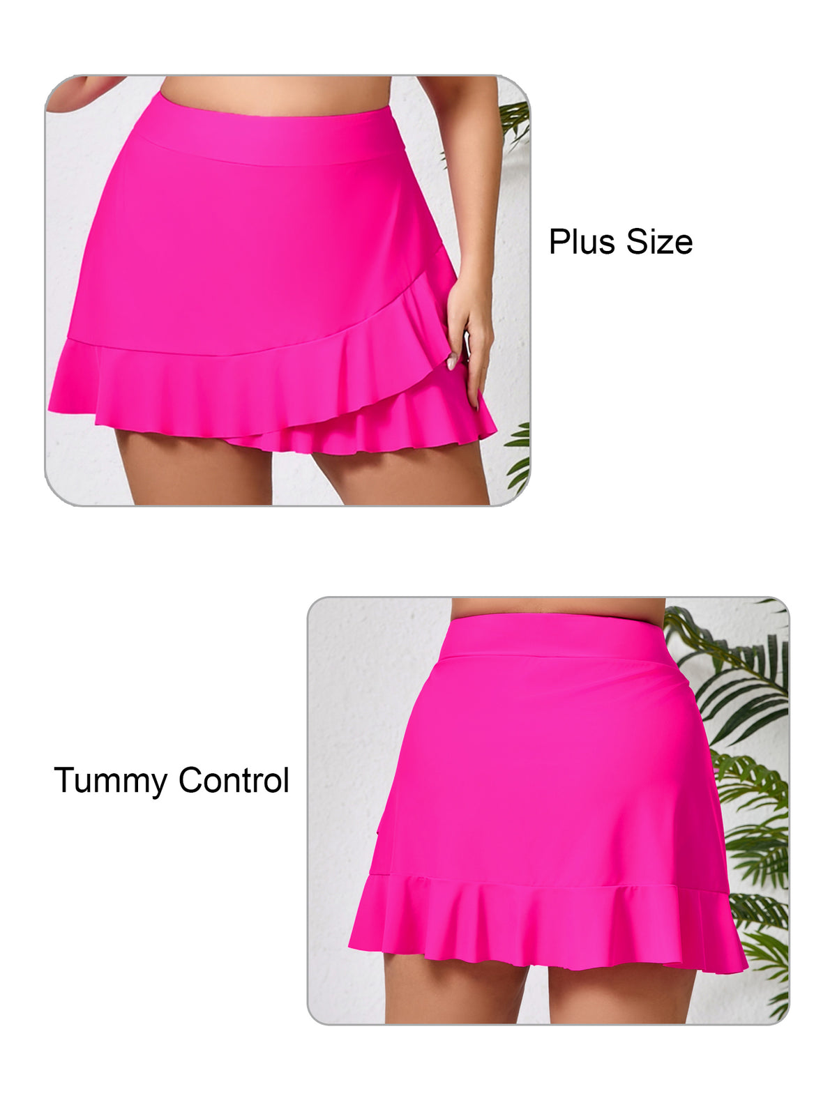 Lagoon Haze Plus Size High Waisted Ruffle Swim Skirts Built in Breifs