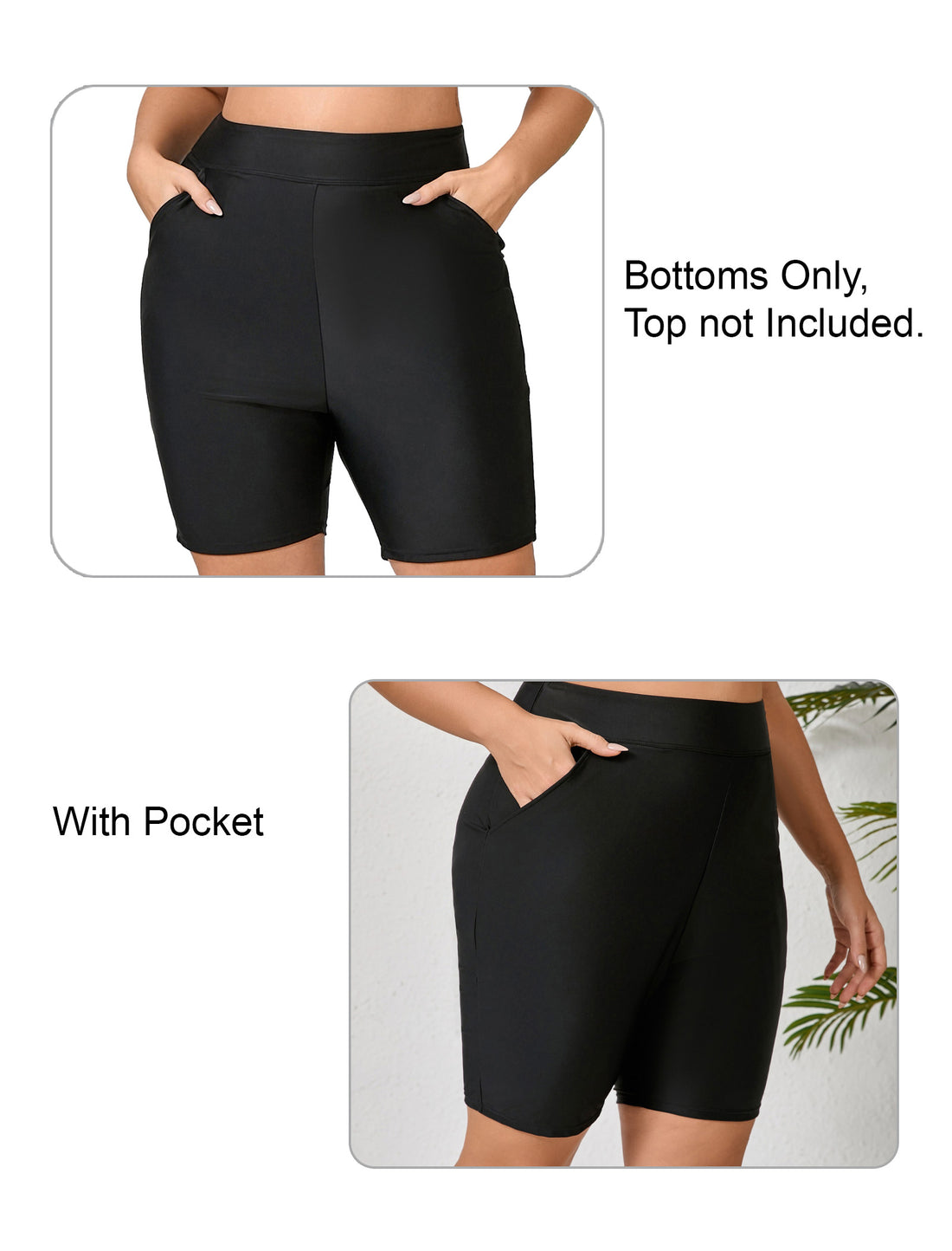 Island Glow Plus Size High Waisted Swim Board Short with Pockets