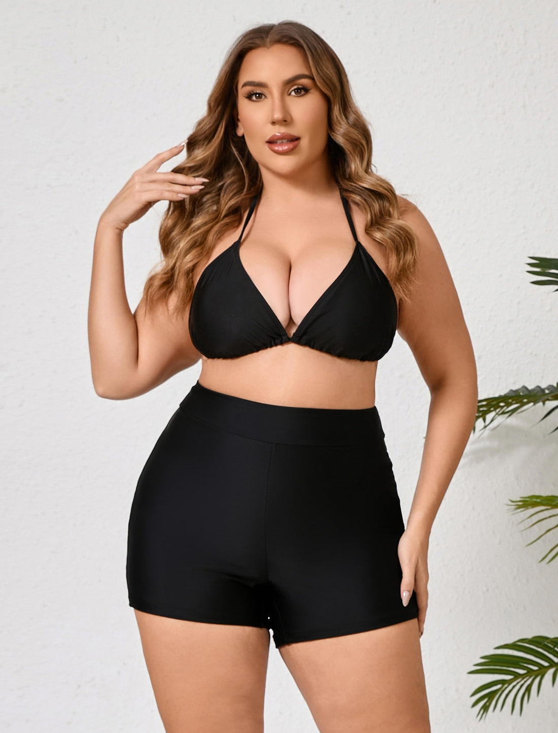 Beach Whisper Plus Size High Waisted Swim Board Short