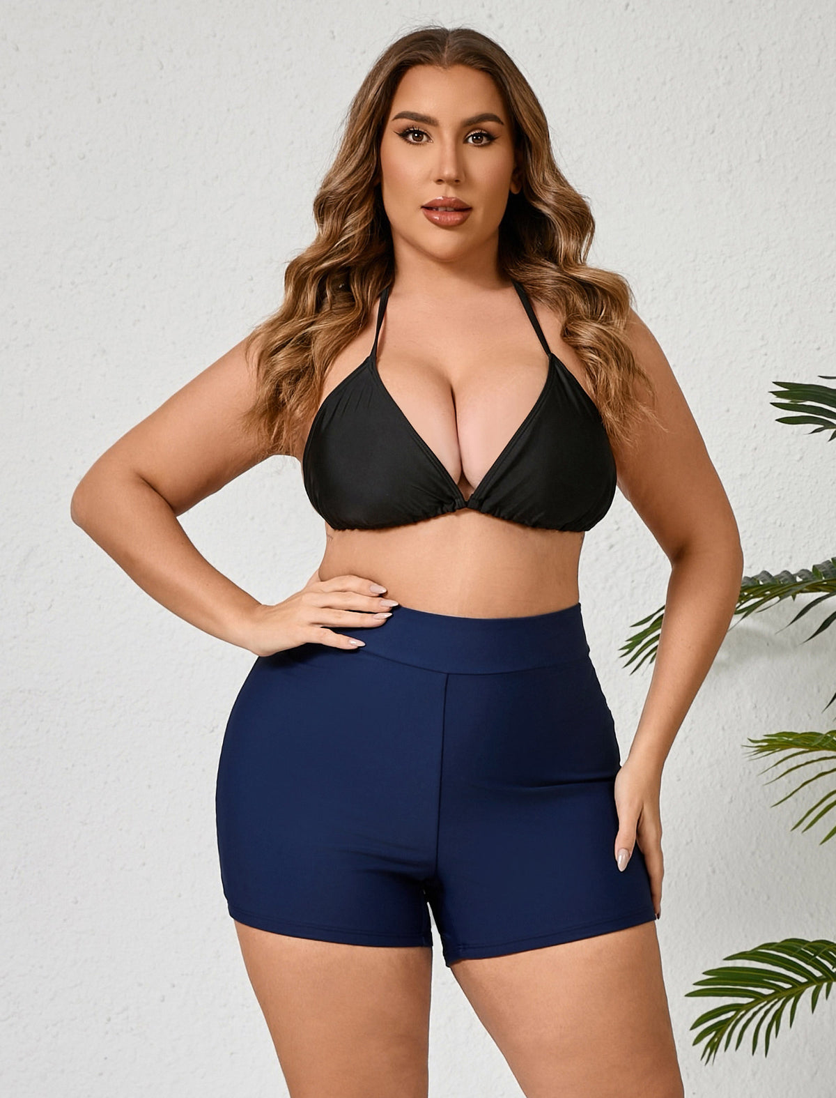 Beach Whisper Plus Size High Waisted Swim Board Short