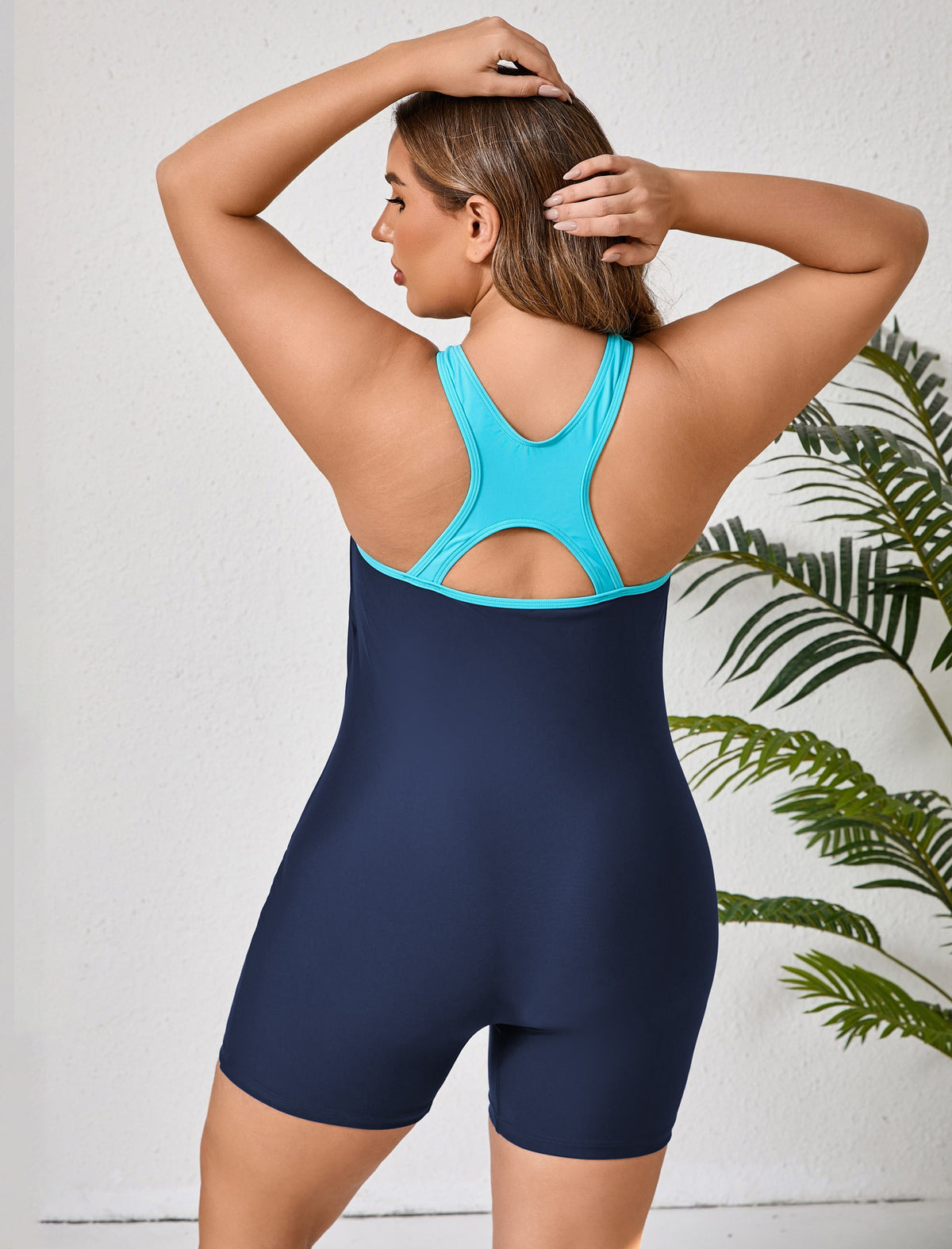 Halcurt Damen-Badeanzug in Übergröße mit Shorts