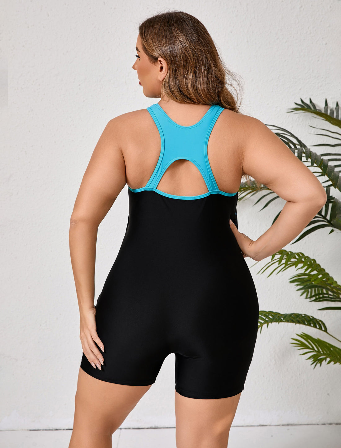 Coastal Dream Plus Size Boyleg One Piece Swimsuit Athletic Racerback