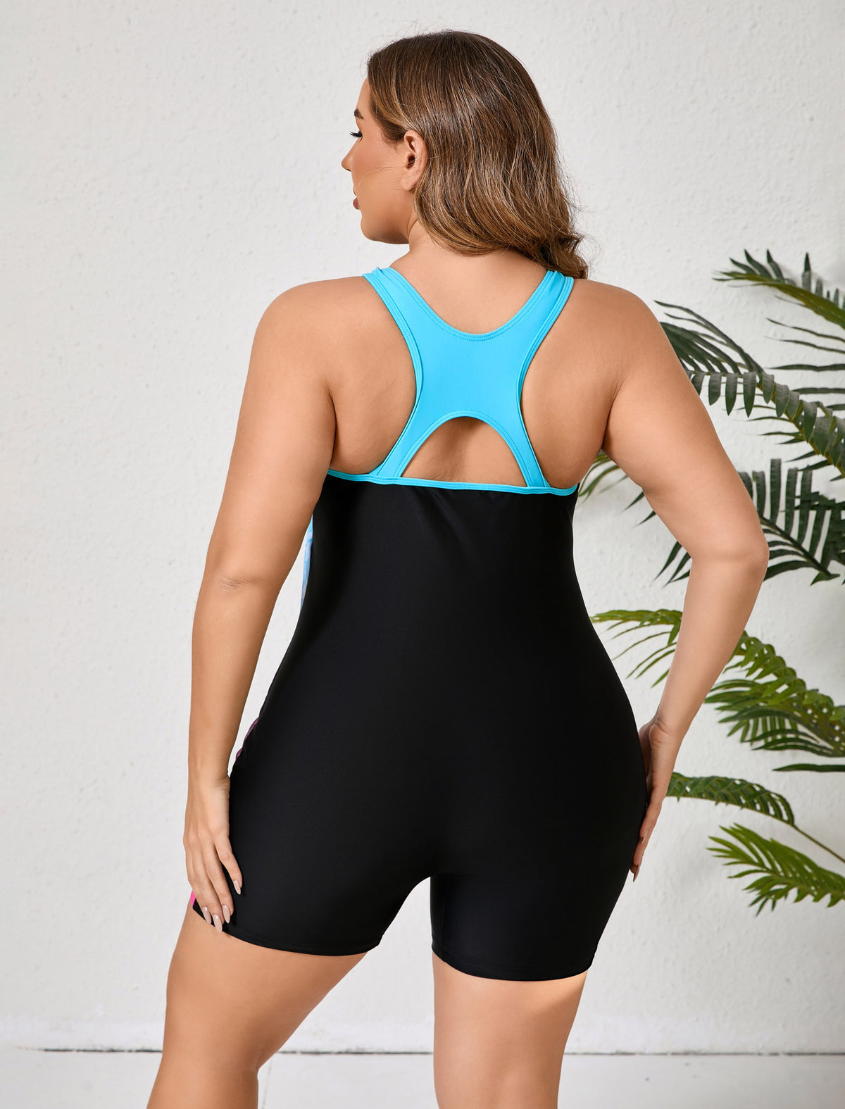 Coastal Dream Plus Size Boyleg One Piece Swimsuit Athletic Racerback