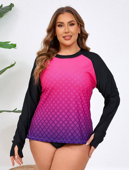 Sea Spark Plus Size Long Sleeve Rash Guard Shirts with Thumb Holes