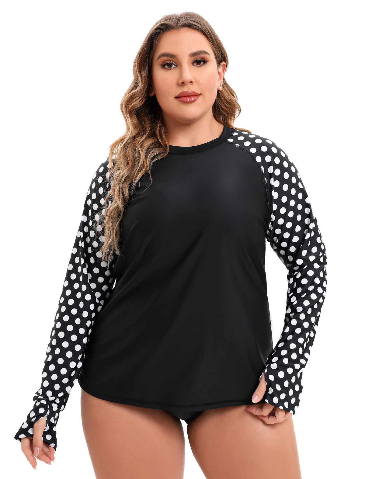 Sea Spark Plus Size Long Sleeve Rash Guard Shirts with Thumb Holes