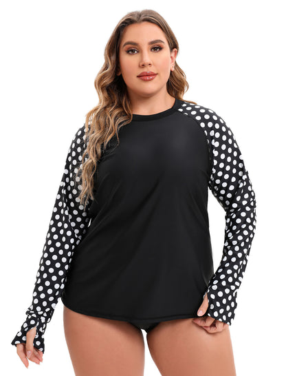 Sea Spark Plus Size Long Sleeve Rash Guard Shirts with Thumb Holes