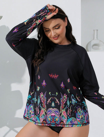 Sea Spark Plus Size Long Sleeve Rash Guard Shirts with Thumb Holes