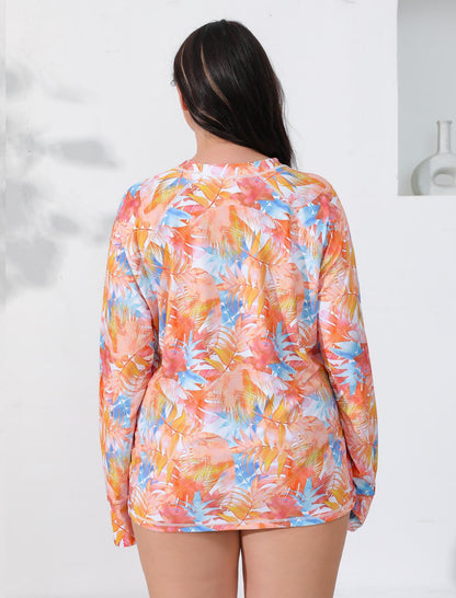 Sea Spark Plus Size Long Sleeve Rash Guard Shirts with Thumb Holes