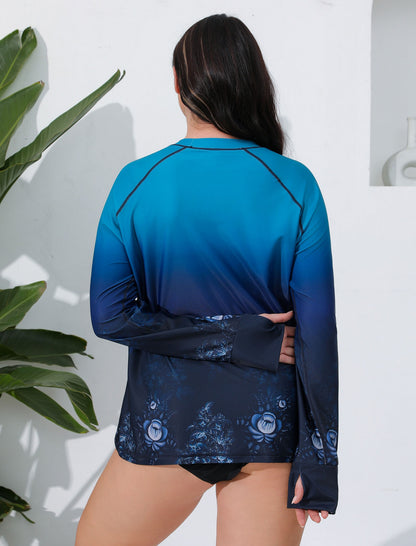 Sea Spark Plus Size Long Sleeve Rash Guard Shirts with Thumb Holes