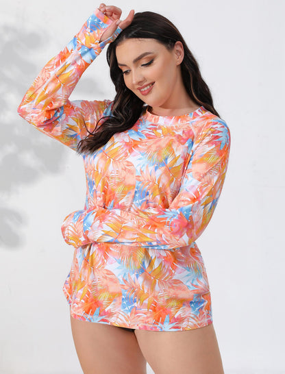 Sea Spark Plus Size Long Sleeve Rash Guard Shirts with Thumb Holes