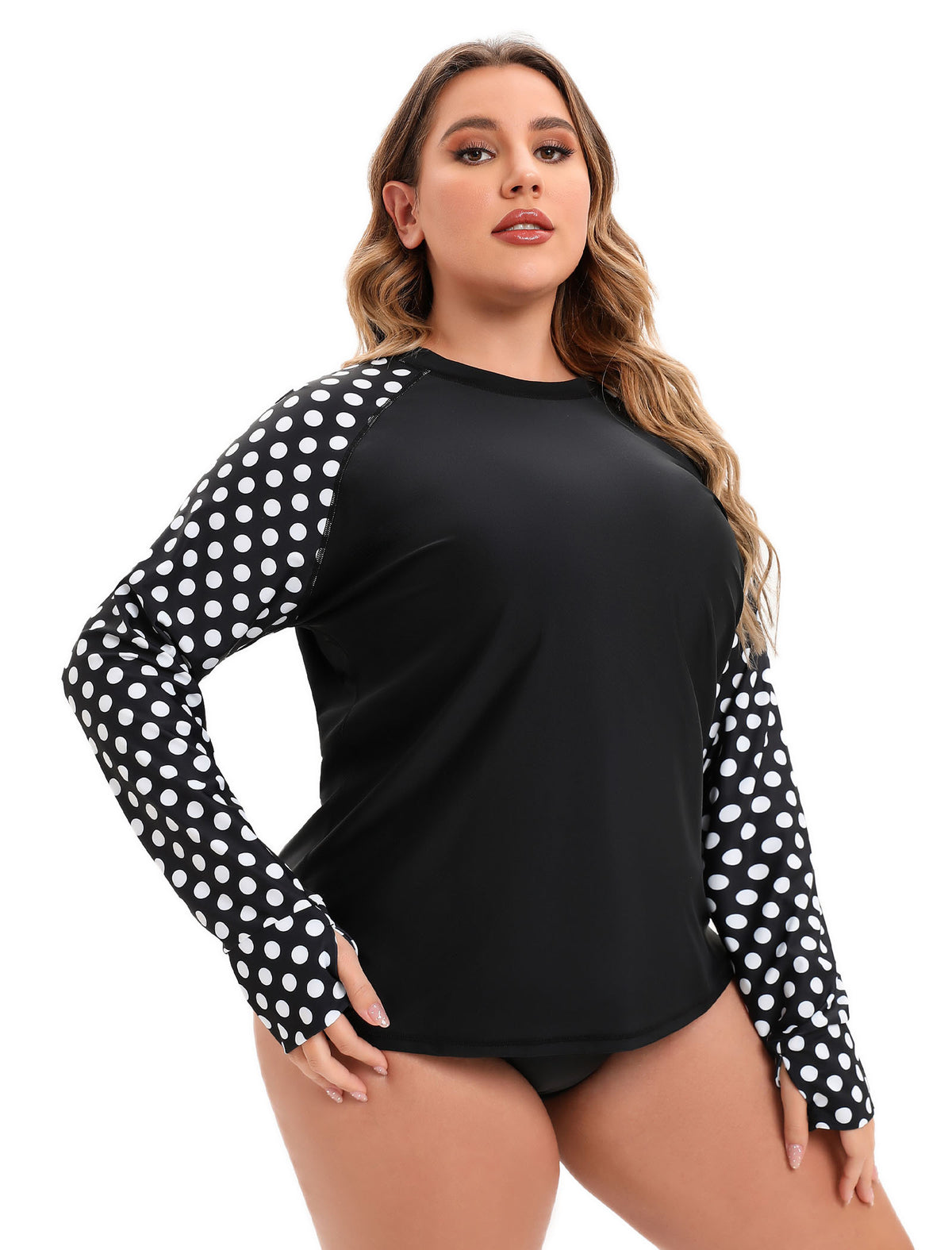 Sea Spark Plus Size Long Sleeve Rash Guard Shirts with Thumb Holes