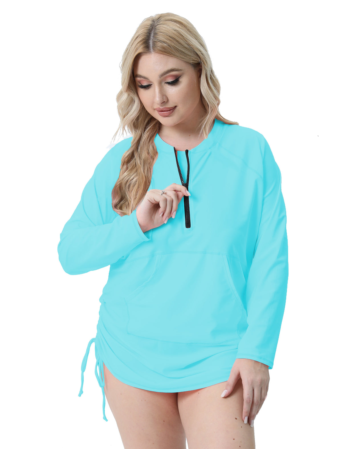 Halcurt Damen Plus Size Langarm-Rashguard-Badeanzug-Top