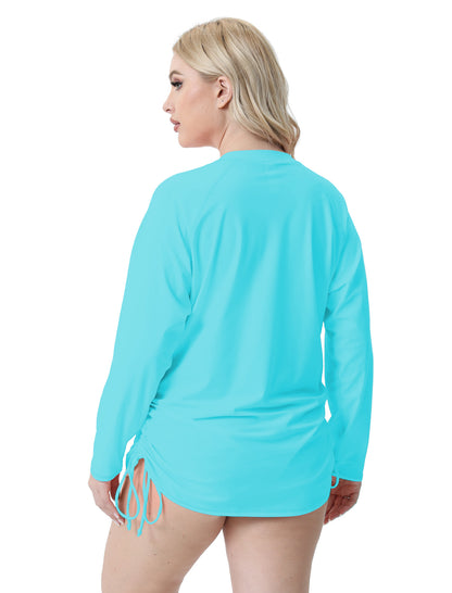 Halcurt Damen Plus Size Langarm-Rashguard-Badeanzug-Top