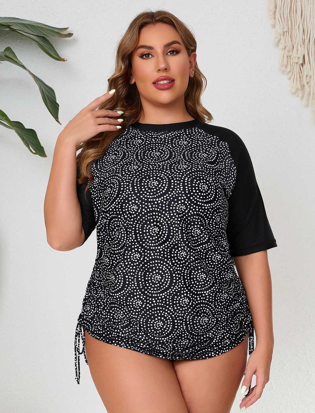 Blissful Shore Plus Size Adjustable Drawstring Rash Guard Shirts