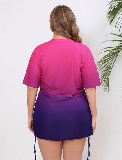 Halcurt Damen-Badeshirt in Übergröße, Kurzarm
