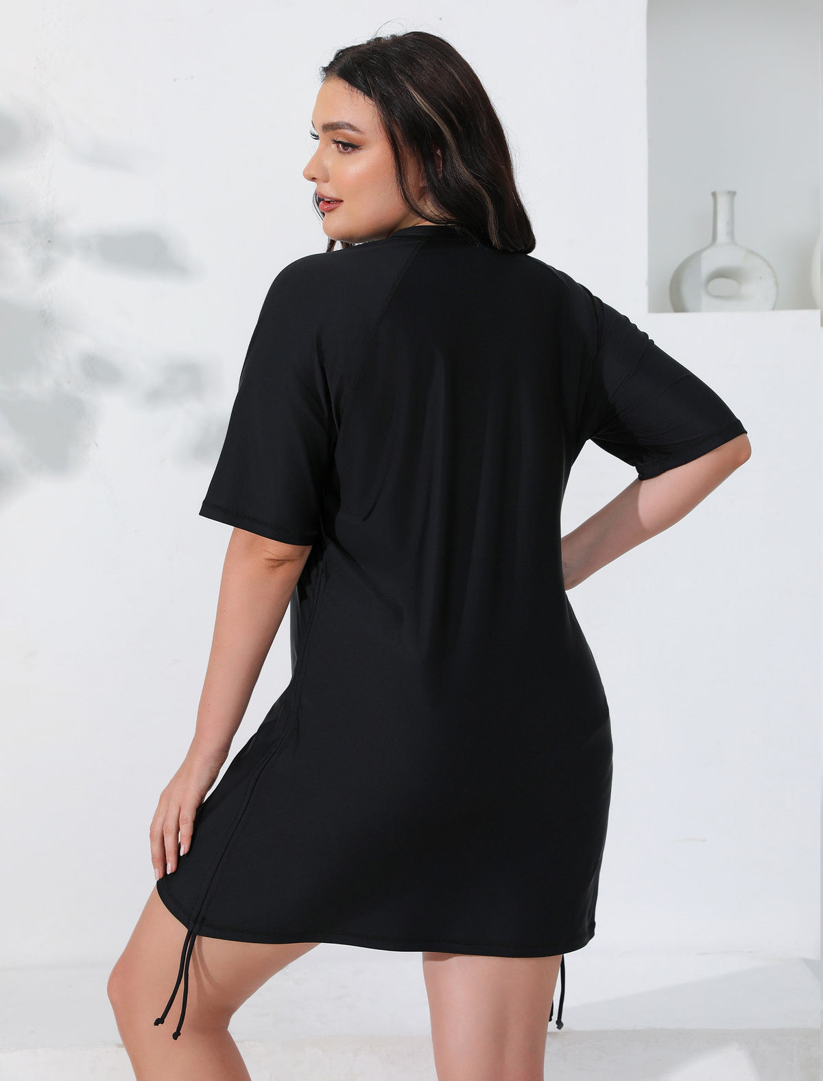 Blissful Shore Plus Size Adjustable Drawstring Rash Guard Shirts