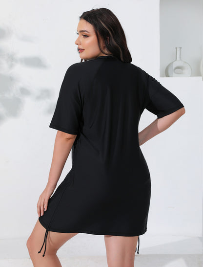 Blissful Shore Plus Size Adjustable Drawstring Rash Guard Shirts