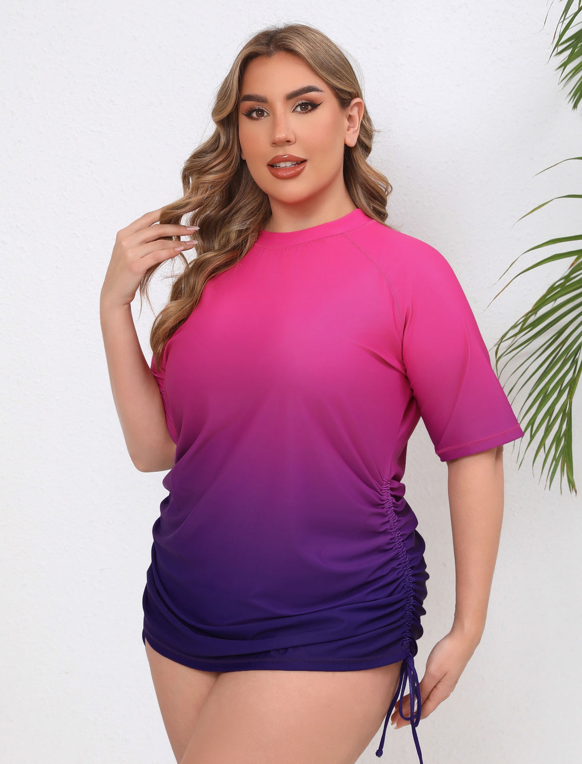 Halcurt Damen-Badeshirt in Übergröße, Kurzarm