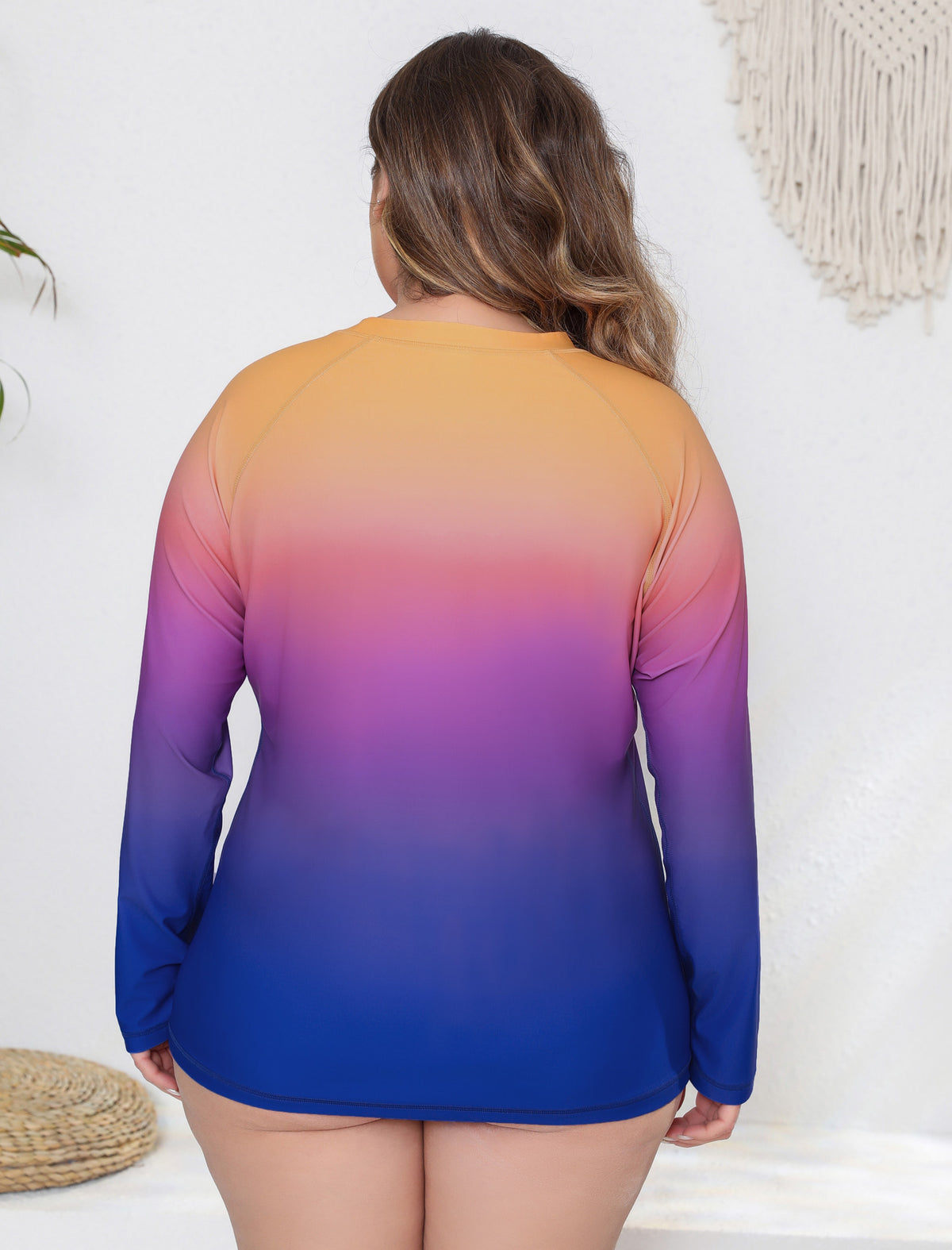 Sandy Whisper Plus Size Long Sleeve Rash Guard Shirts