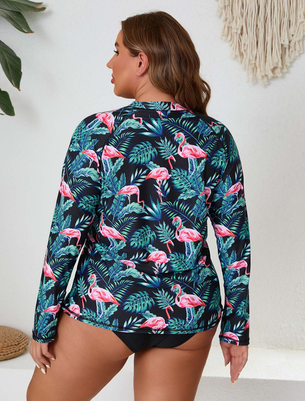 Halcurt Damen Plus Size Langarm-Rashguard-Badeanzug-Top