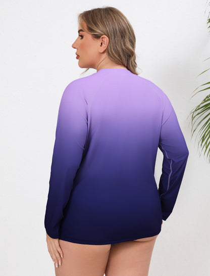 Sandy Whisper Plus Size Long Sleeve Rash Guard Shirts
