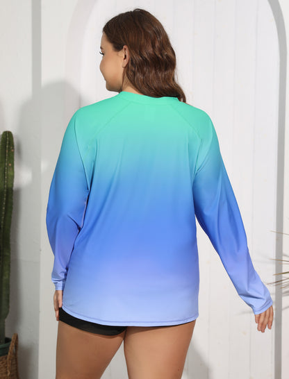 Haut de maillot de bain anti-UV à manches longues Halcurt pour femmes rondes