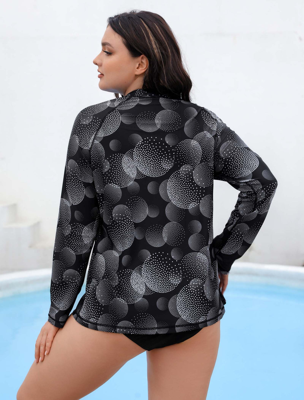 Sandy Whisper Plus Size Long Sleeve Rash Guard Shirts