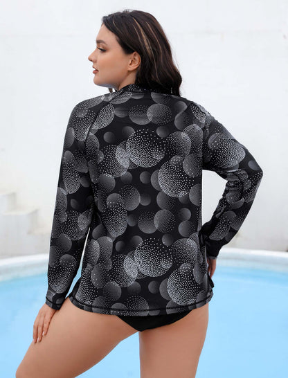 Sandy Whisper Plus Size Long Sleeve Rash Guard Shirts