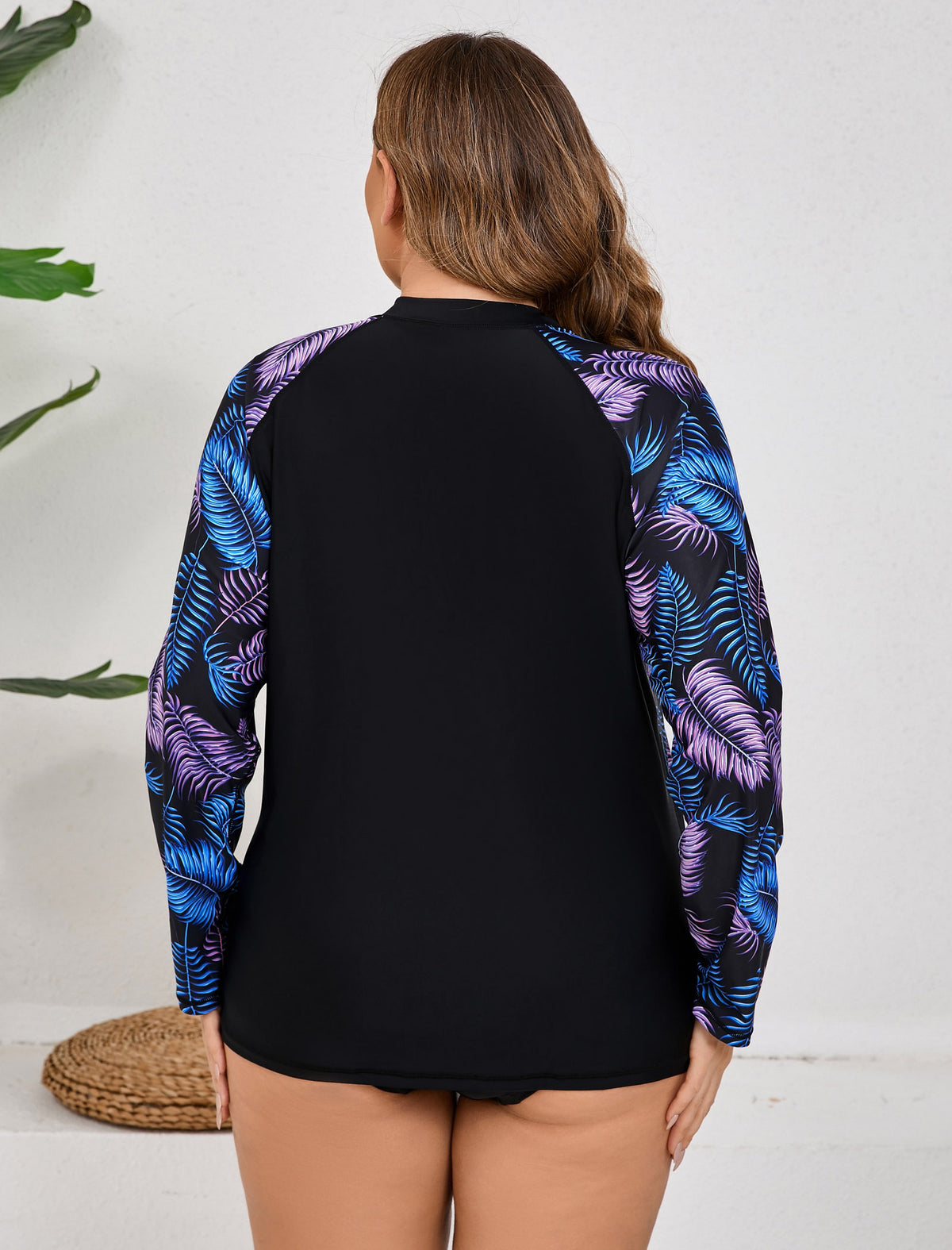 Haut de maillot de bain Halcurt pour femme grande taille, manches longues, fermeture éclair intégrale