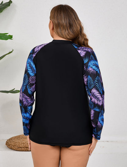 Haut de maillot de bain Halcurt pour femme grande taille, manches longues, fermeture éclair intégrale