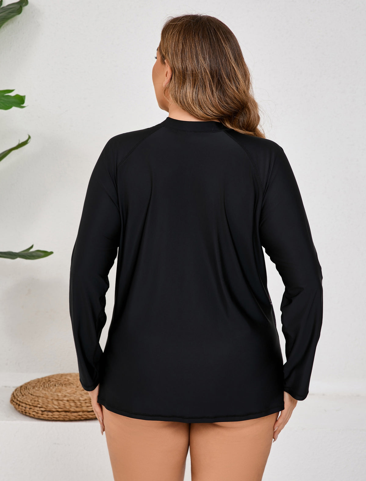Breeze Kiss Plus Size Full Zip Long Sleeve Rash Guard Shirts